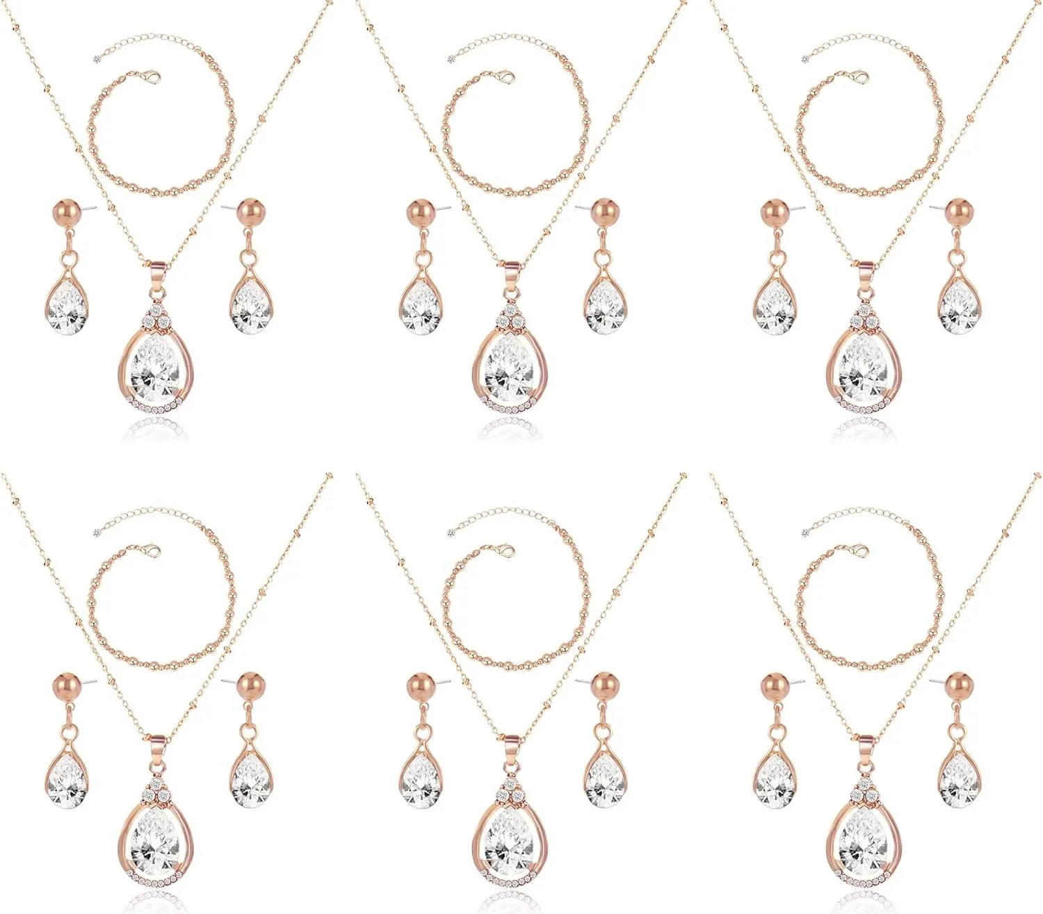 Bridesmaid Jewelry Gift Set for Women I Can't Say I Do Without You Teardrop Pendant Necklace Earrings with Copper Bead Bracelet Set for Wedding Proposal