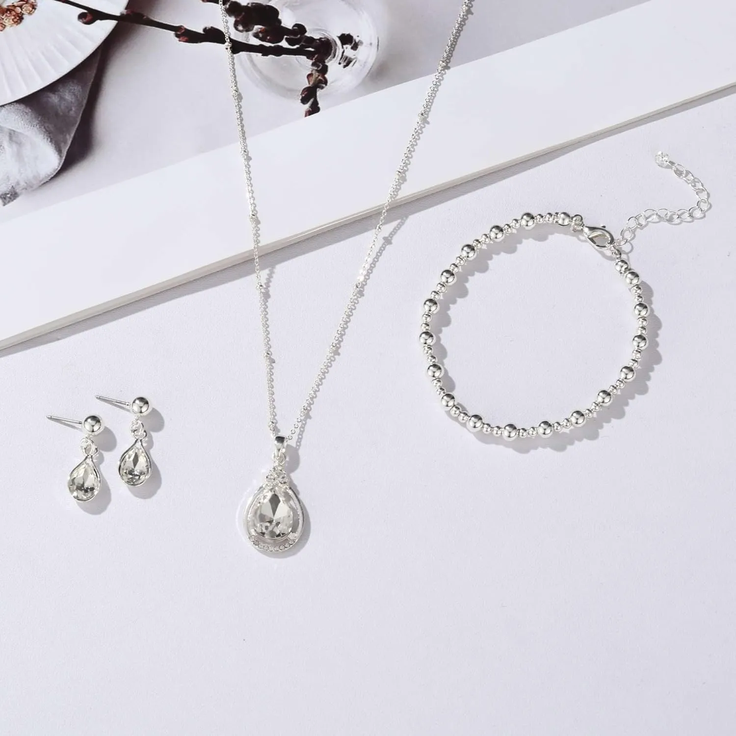 Bridesmaid Jewelry Gift Set for Women I Can't Say I Do Without You Teardrop Pendant Necklace Earrings with Copper Bead Bracelet Set for Wedding Proposal