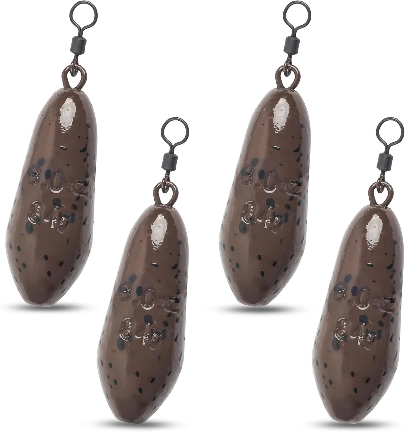 Carp Fishing Weights Sinkers, 4/8pcs Carp Flat Pear Sinker Weight with Rolling Swivels Carp Bass Carp Tackle Rig Carp Sinker Fishing Gear Tackle 2oz 3oz 4oz