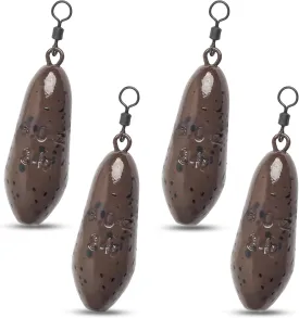Carp Fishing Weights Sinkers, 4/8pcs Carp Flat Pear Sinker Weight with Rolling Swivels Carp Bass Carp Tackle Rig Carp Sinker Fishing Gear Tackle 2oz 3oz 4oz