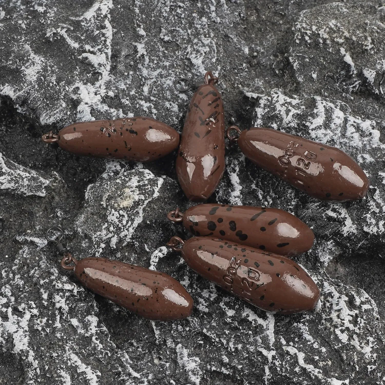 Carp Fishing Weights Sinkers, 4/8pcs Carp Flat Pear Sinker Weight with Rolling Swivels Carp Bass Carp Tackle Rig Carp Sinker Fishing Gear Tackle 2oz 3oz 4oz
