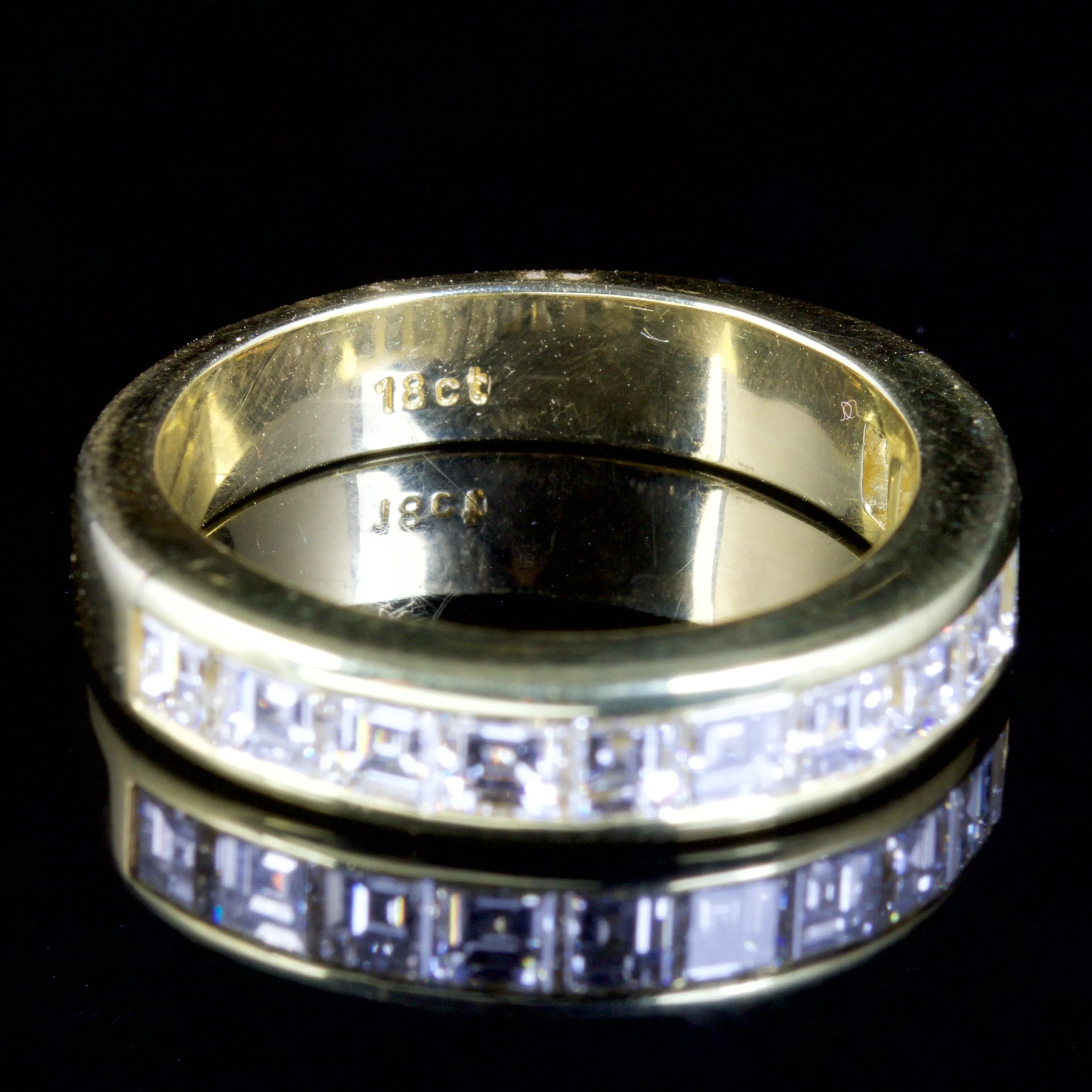 Carre Cut Diamond Half Eternity Ring 18Ct Gold