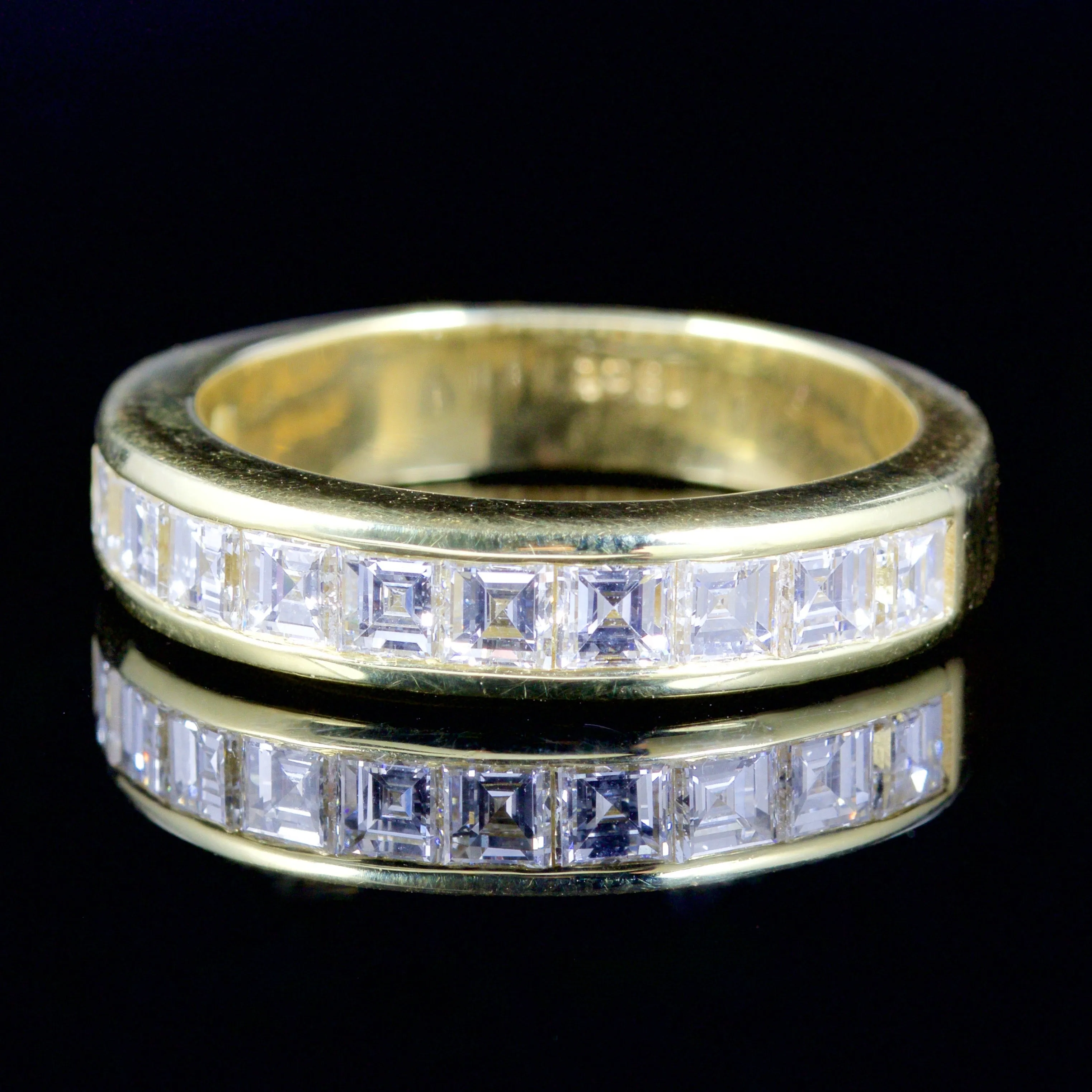 Carre Cut Diamond Half Eternity Ring 18Ct Gold