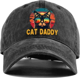 Cat Dad, Men's Funny Baseball Cap, Cat Lover Men's Hat Dark Grey