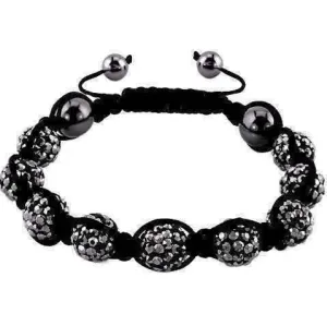 Charcoal Sparkly Crystals Hand Made Shamballa Bead Bracelet Unisex