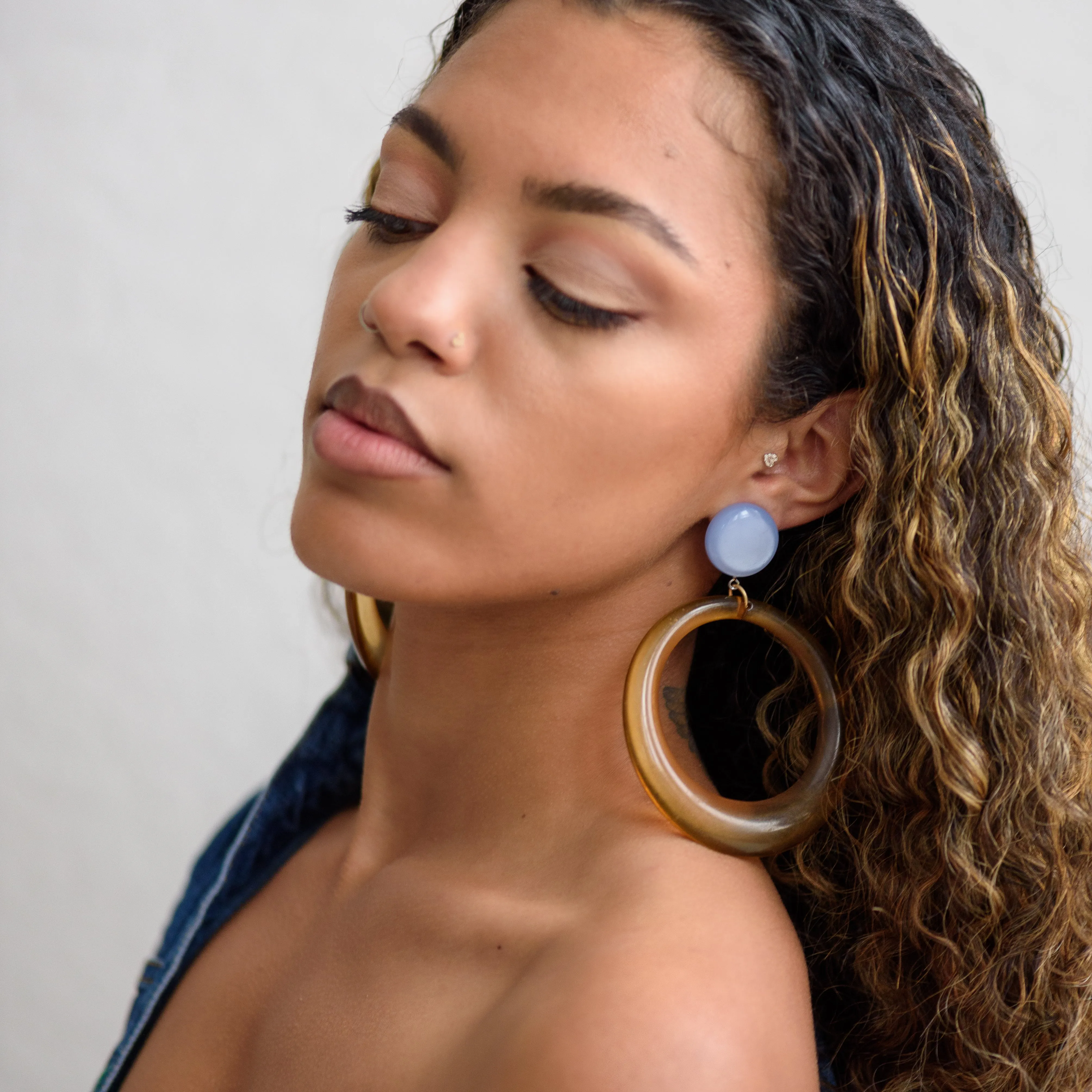 Clear & Lilac Moonglow Iris Earrings