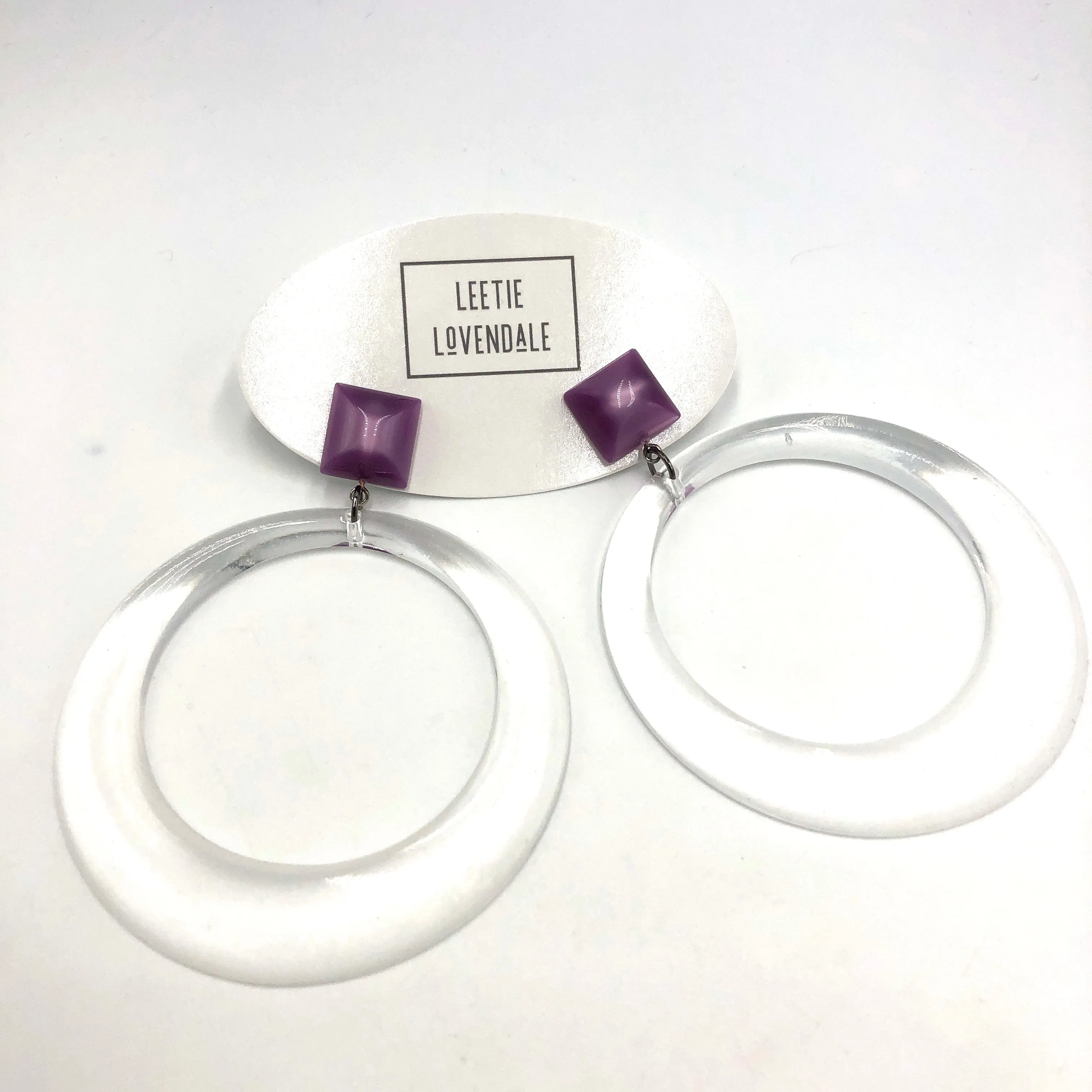 Clear & Lilac Moonglow Iris Earrings