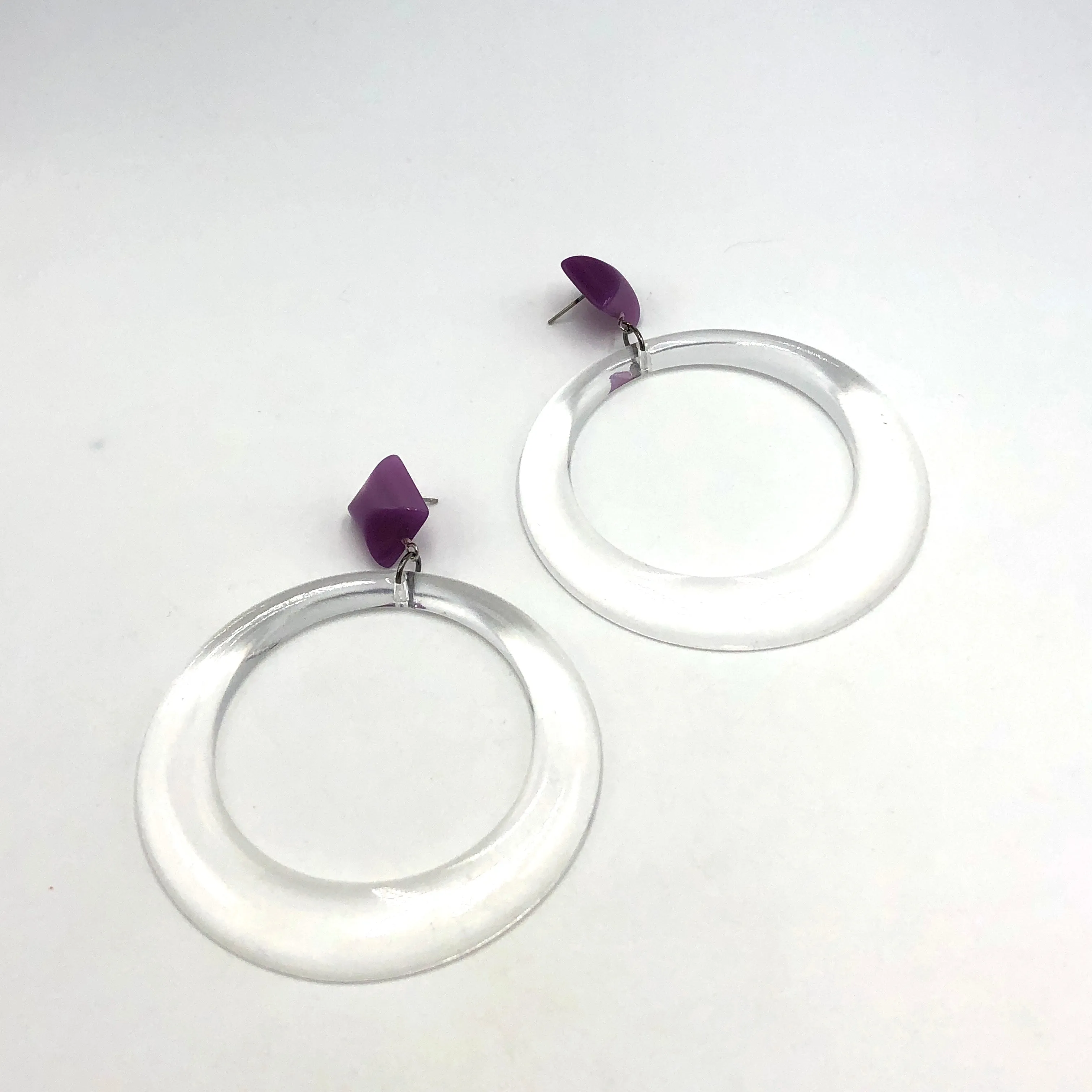 Clear & Lilac Moonglow Iris Earrings