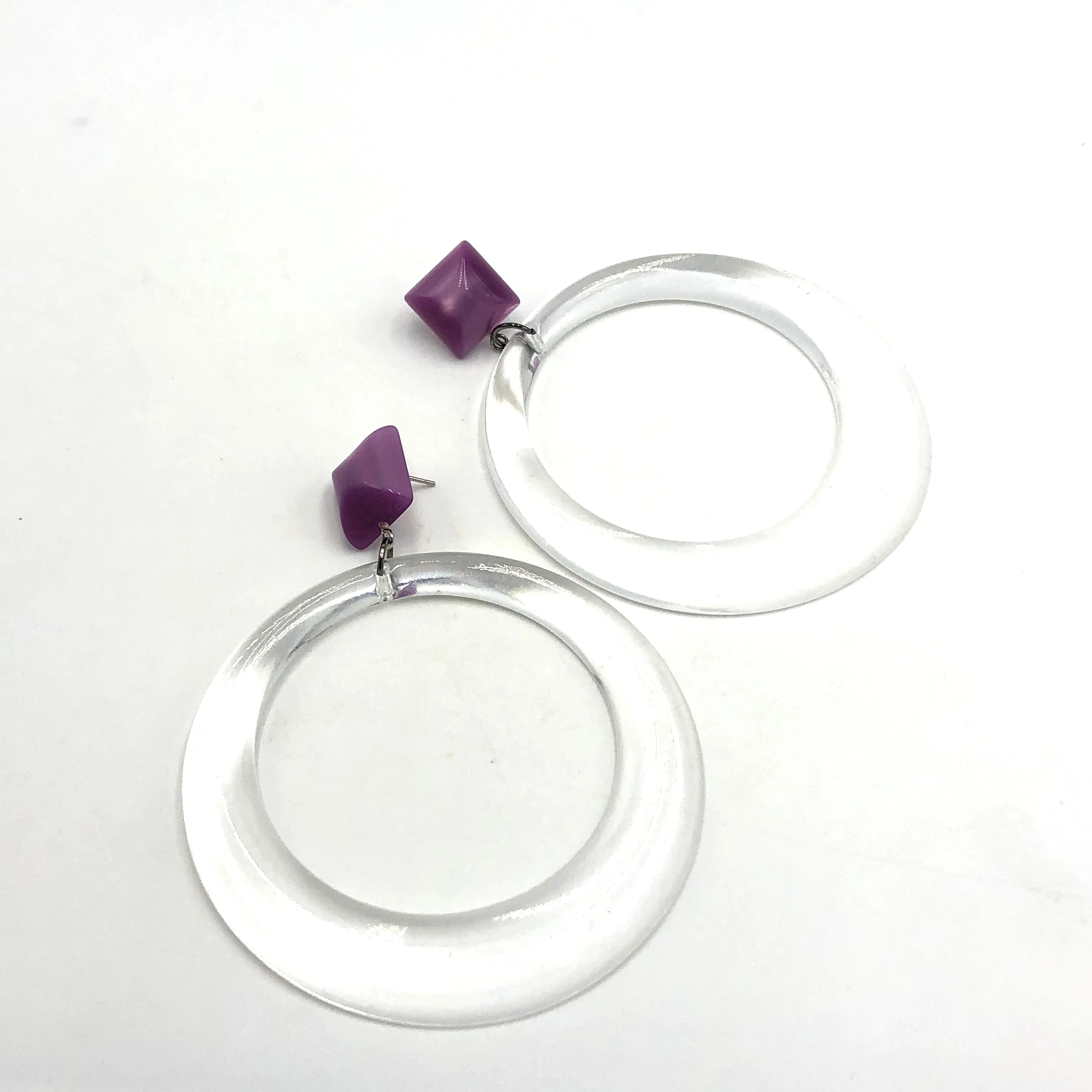 Clear & Lilac Moonglow Iris Earrings
