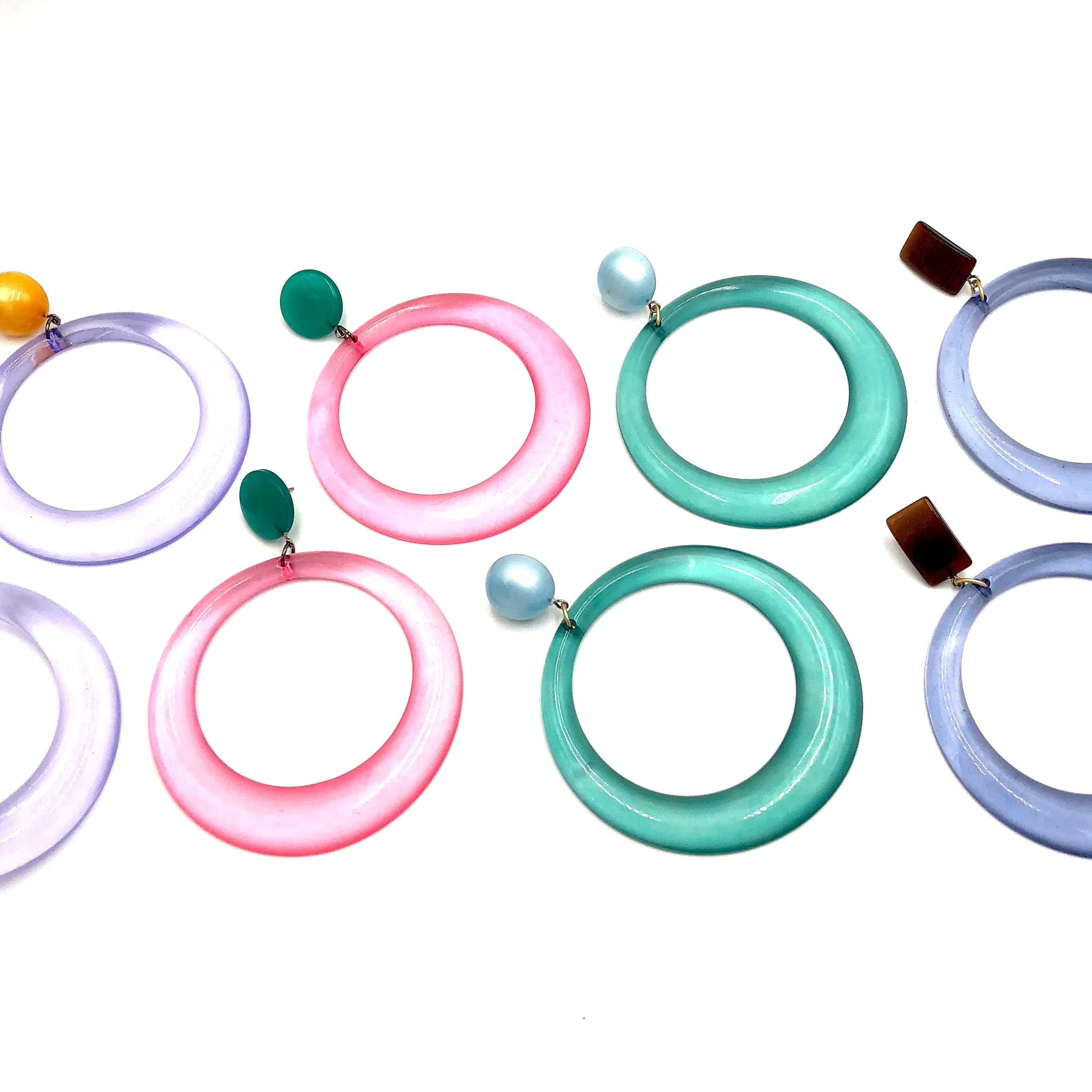 Clear & Lilac Moonglow Iris Earrings