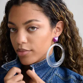 Clear & Lilac Moonglow Iris Earrings