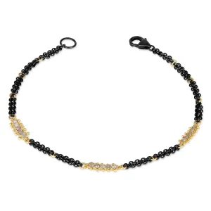 Contrast Textile Station Bracelet in Silver Diamond