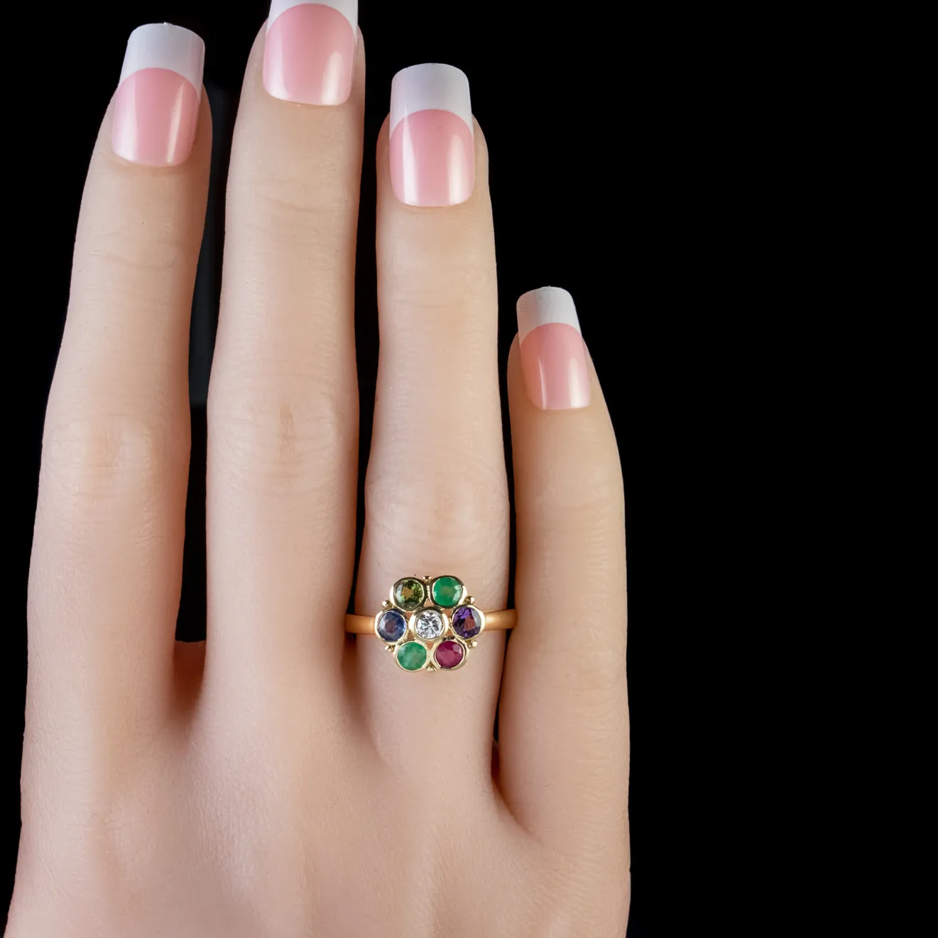 Dearest Gemstone Sentiment Cluster Ring 9Ct Gold