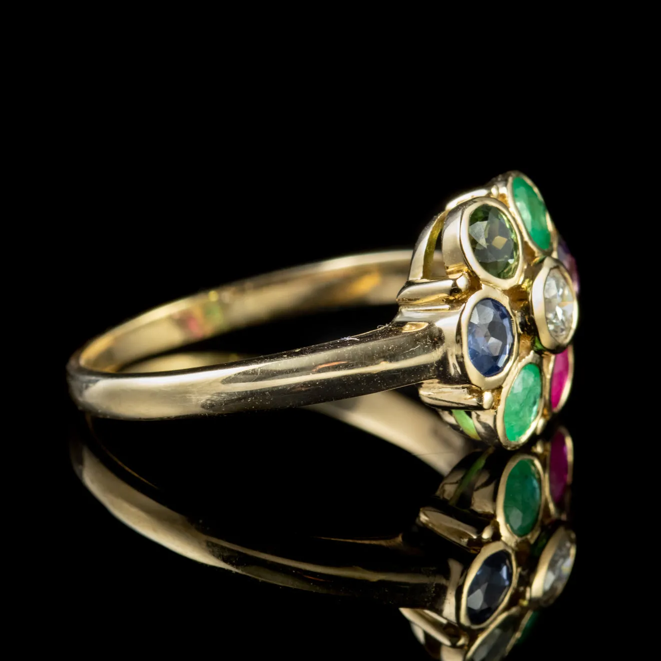 Dearest Gemstone Sentiment Cluster Ring 9Ct Gold