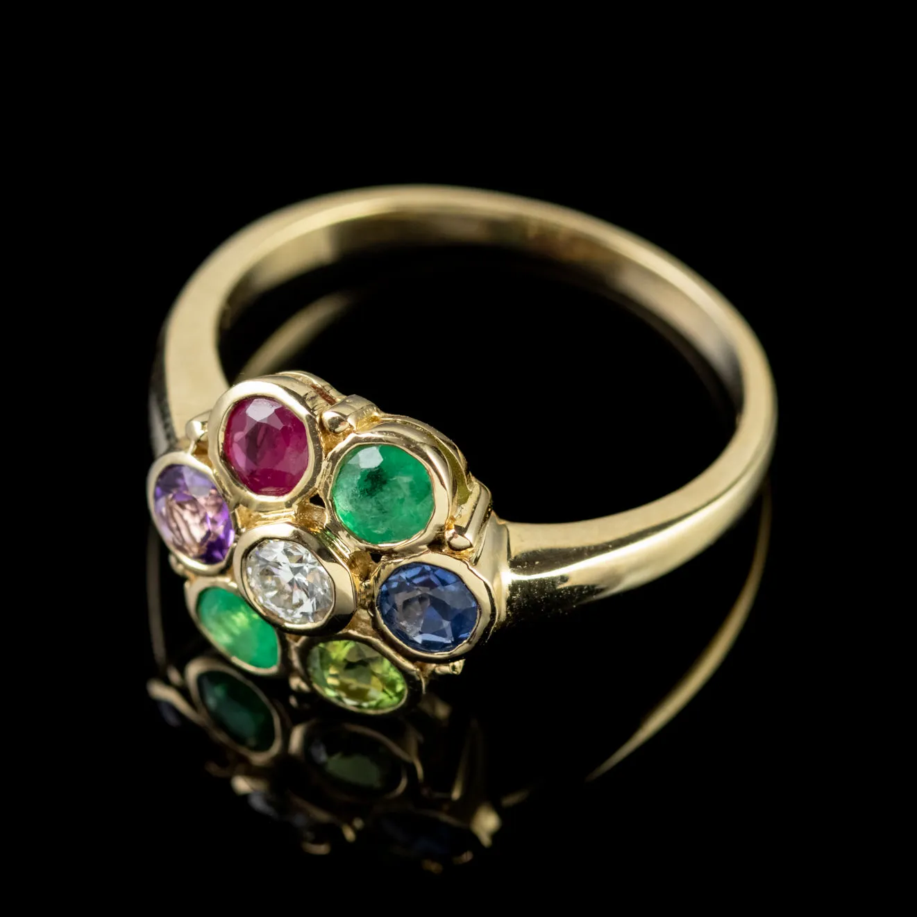 Dearest Gemstone Sentiment Cluster Ring 9Ct Gold