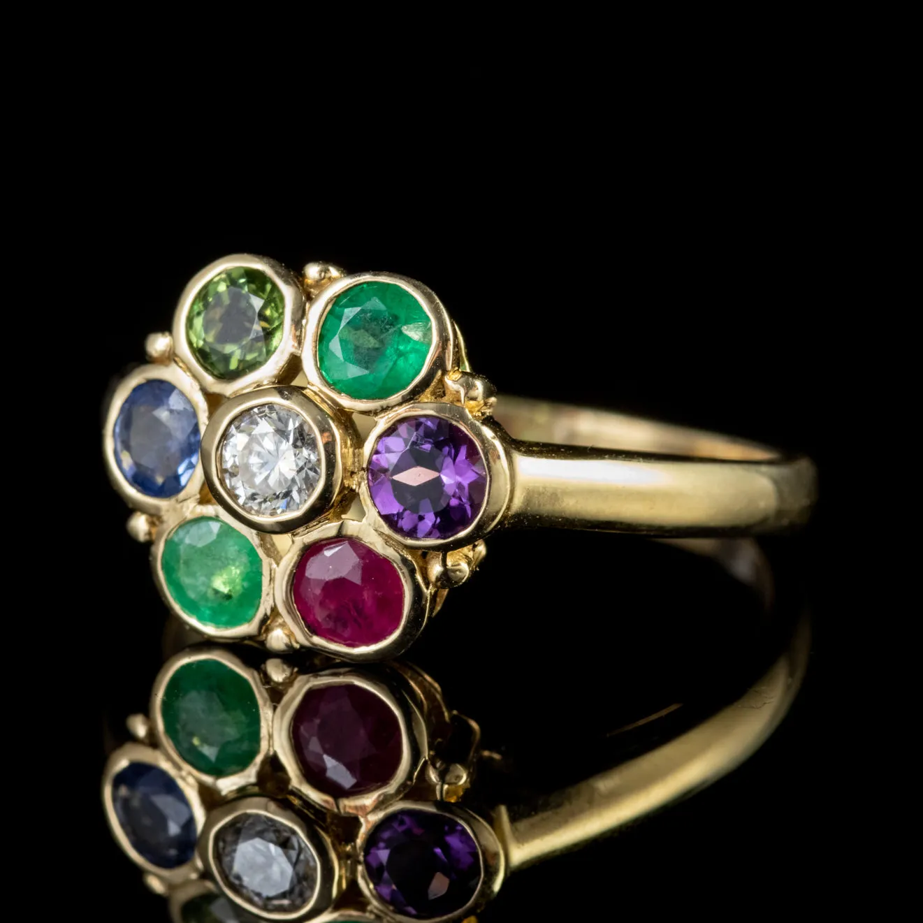 Dearest Gemstone Sentiment Cluster Ring 9Ct Gold