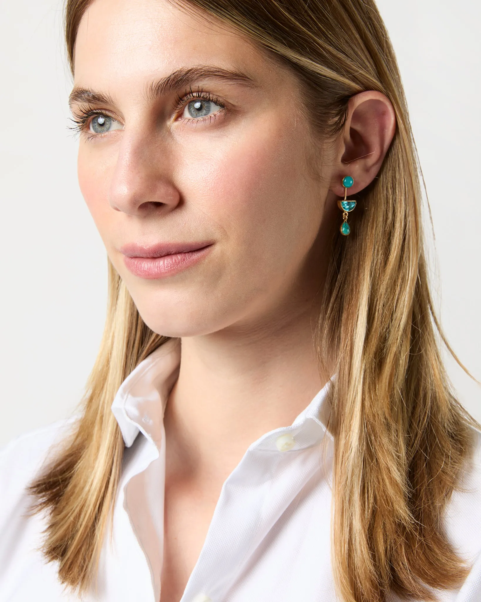 Detachable Victorian Drop Earrings in Seafoam