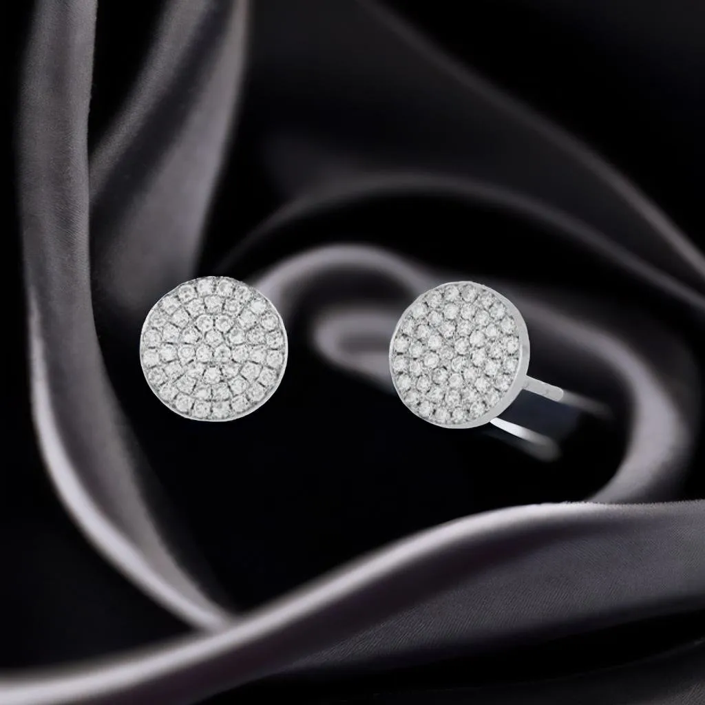 Diamond Disc Stud Earrings