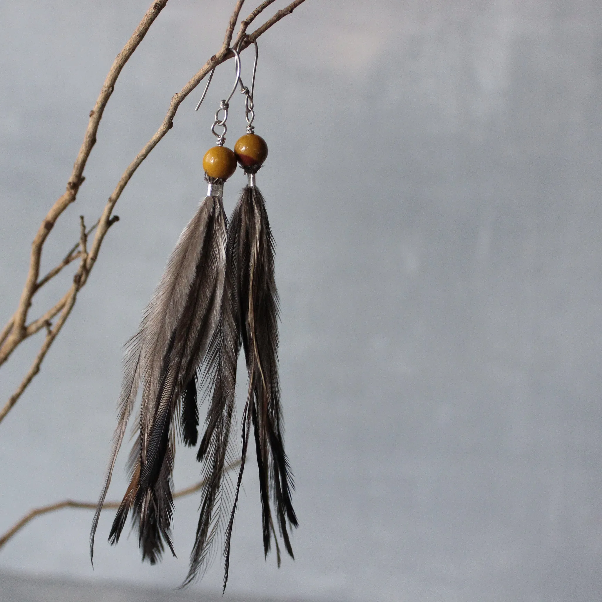 Dirriwang Emu Feather Gemstone Earrings