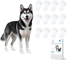 Disposable Dog Paw Protectors, 12-Pack Trial Waterproof Booties with Adjustable Reusable Straps, Lightweight Non-Woven Dog Foot Covers for Medium Large Dogs, Prevents Licking & Dirt (M-12)