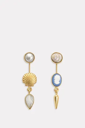 Double Detachable Victorian Drop Blue Earrings