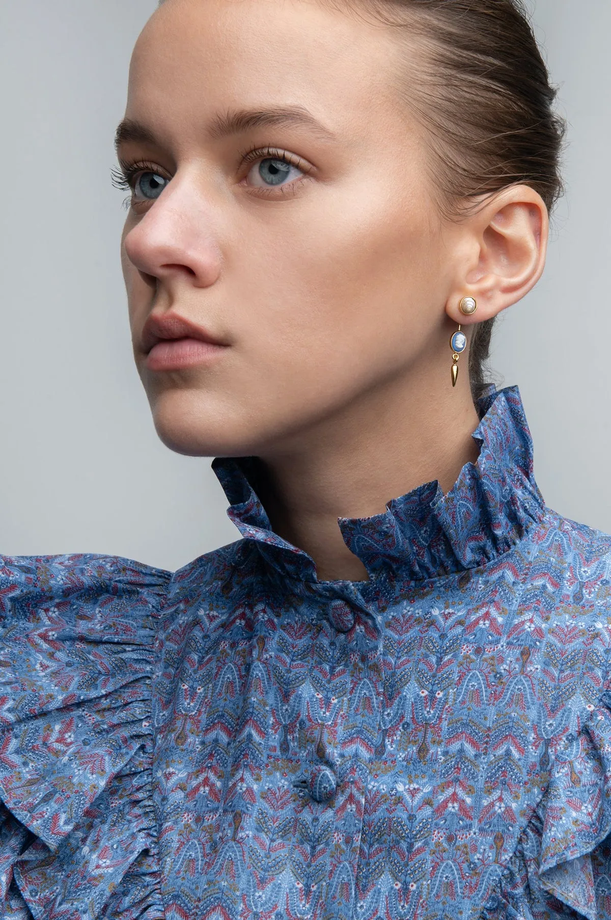Double Detachable Victorian Drop Blue Earrings