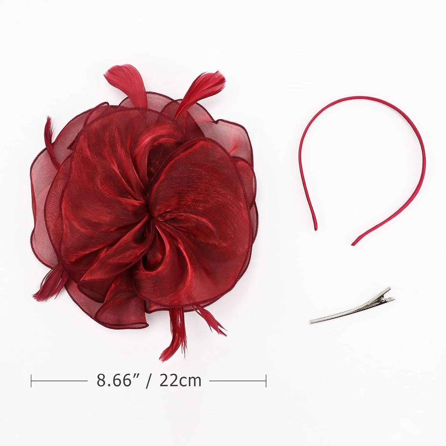 DRESHOW Fascinators Hat Tea Party Headwear Ribbons Feathers on a Headband and a Clip for Girls and Women