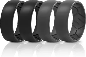 Egnaro Men's Silicone Rings 8mm Wide 2.2mm Thick Rubber Wedding Bands, 1/4/5/6/7 Multipack of Breathable Patent-Pending Design