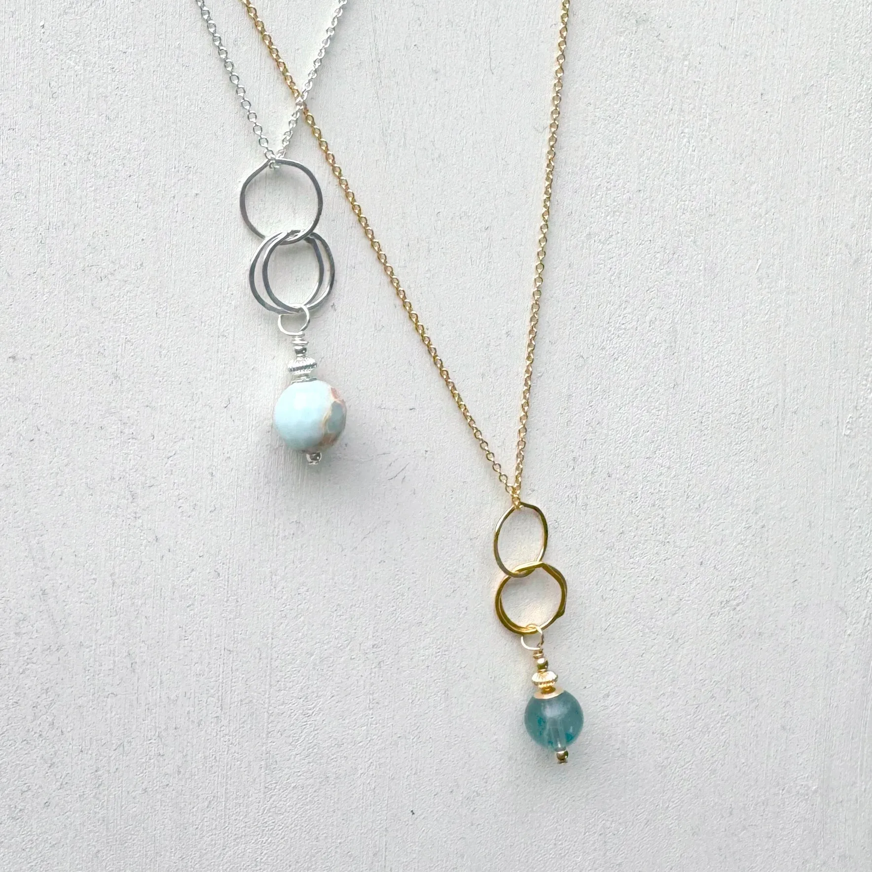 ella drop necklace with icy blue jasper