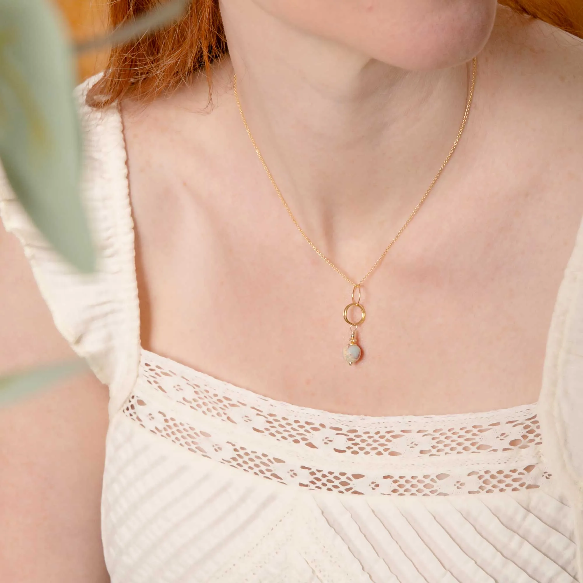 ella drop necklace with icy blue jasper