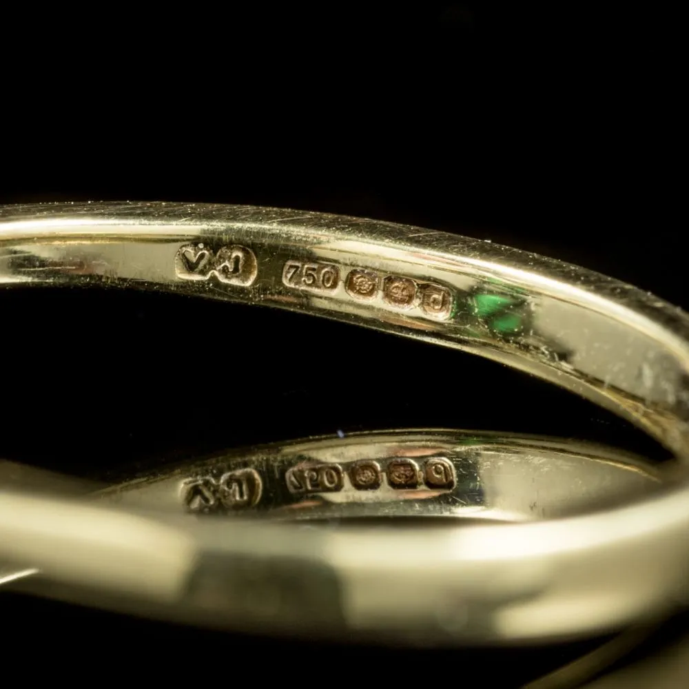 Emerald Diamond Trilogy Ring 18Ct Gold Dated 1960