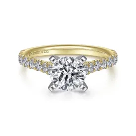 Erica - 14K White-Yellow Gold Round Diamond Engagement Ring