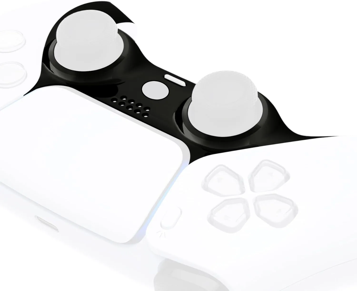 eXtremeRate Chrome Black Glossy Decorative Trim Shell Compatible with p s 5 Controller, DIY Replacement Clip Shell, Custom Plates Cover Compatible with p s 5 Controller with Accent Rings