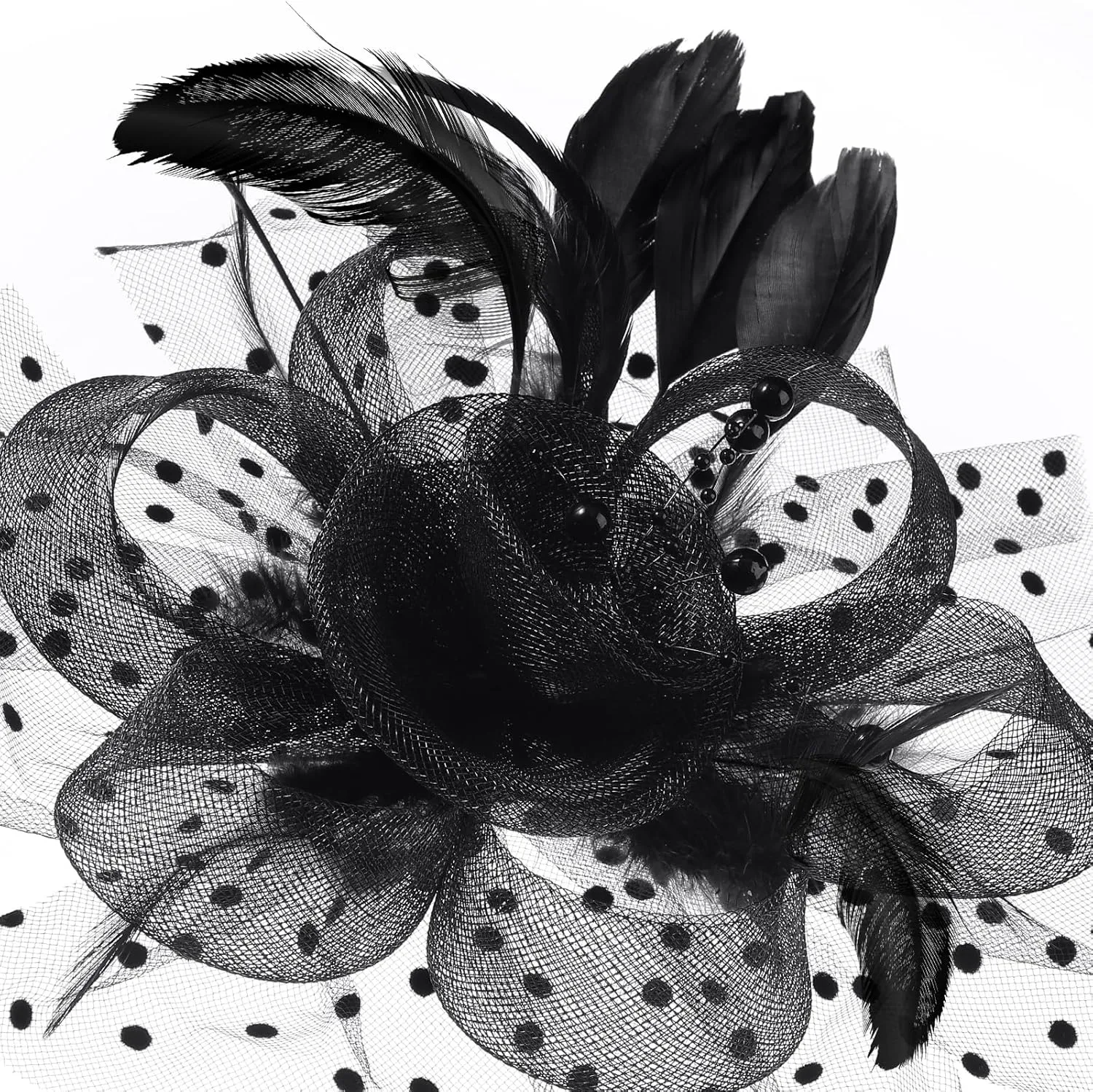 Fascinators Hats for Women Flower Mesh Ribbons Feathers on a Headband and a Clip Tea Party Headwear for Women