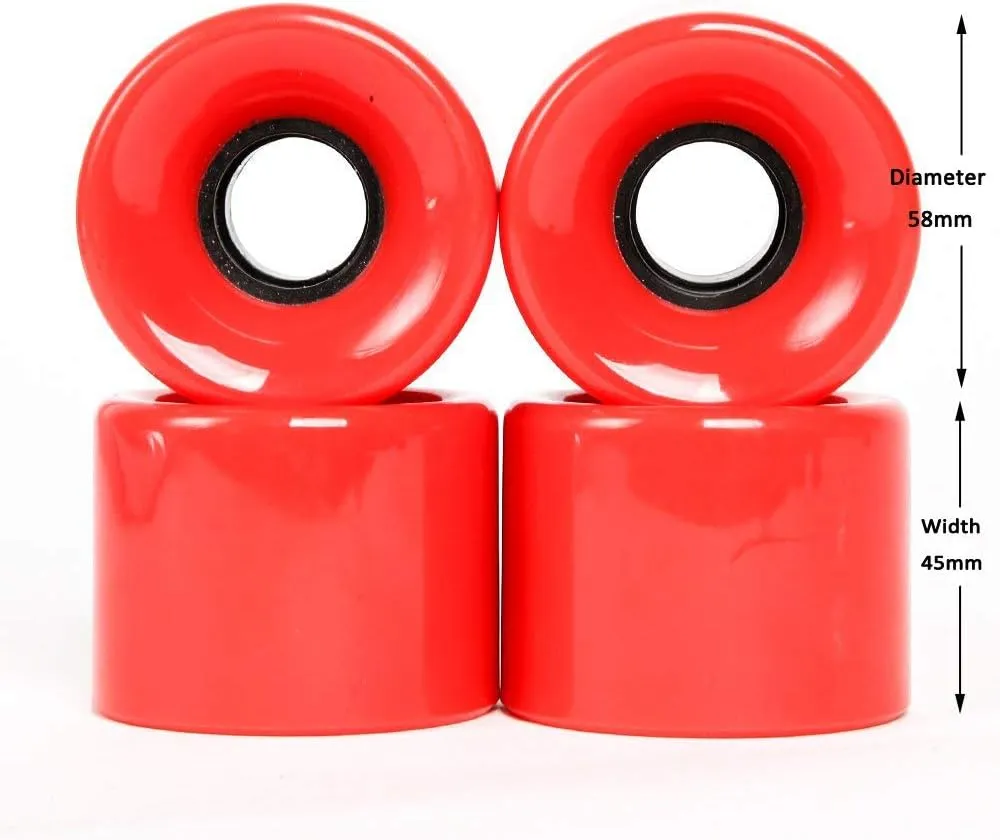 FREEDARE 58mm Skateboard Wheels 82a ABEC-7 Bearing Steel and Spacers(Pack of 4)