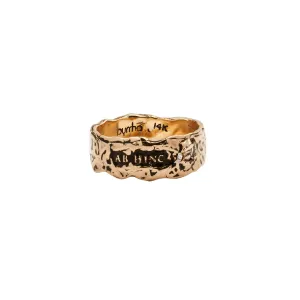 From Here On Wide 14K Gold Stone Set Textured Band Ring