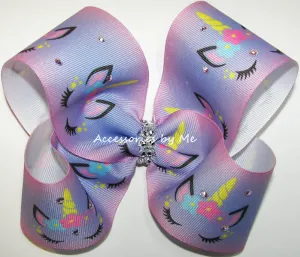 Glitzy Purple Ombre' Unicorn Cheer Bow