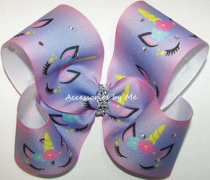 Glitzy Purple Ombre' Unicorn Cheer Bow