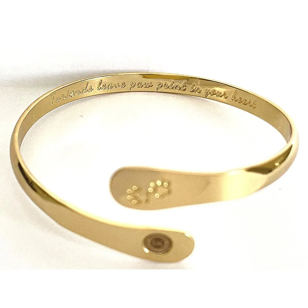 Gold Furry Friends Bracelets, Engraved  Furiends leave paw print in your heart- Paw Prints ( Furry Friends)