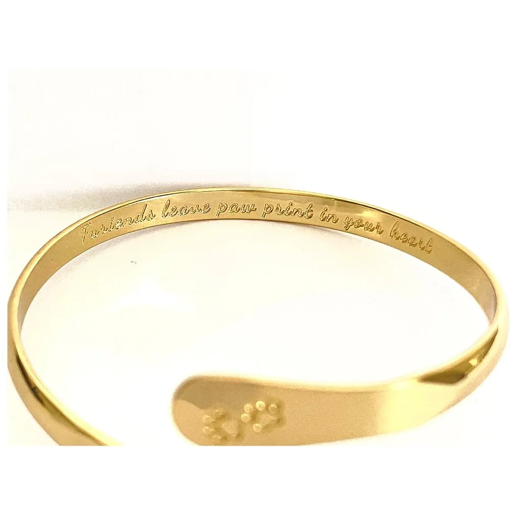 Gold Furry Friends Bracelets, Engraved  Furiends leave paw print in your heart- Paw Prints ( Furry Friends)