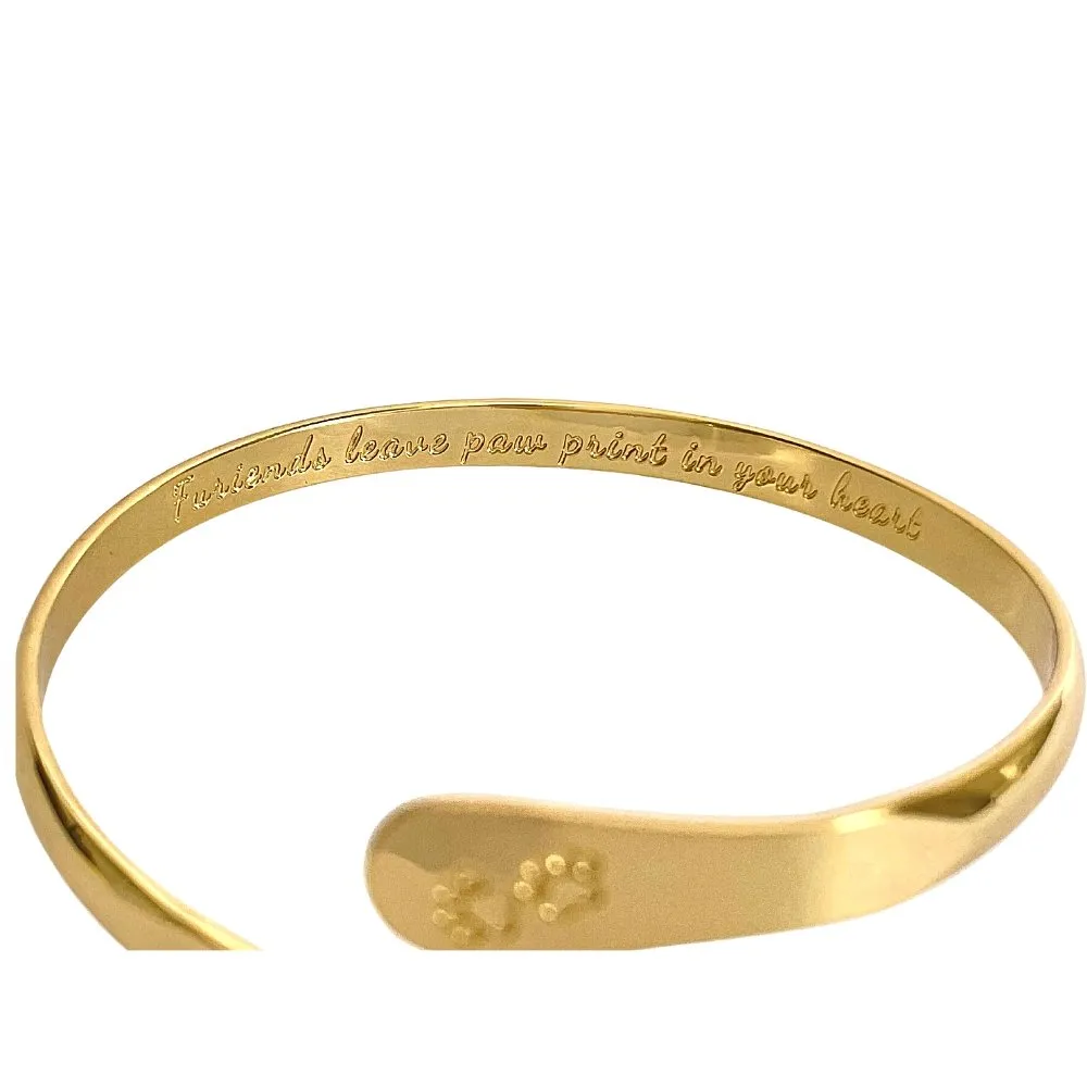 Gold Furry Friends Bracelets, Engraved  Furiends leave paw print in your heart- Paw Prints ( Furry Friends)