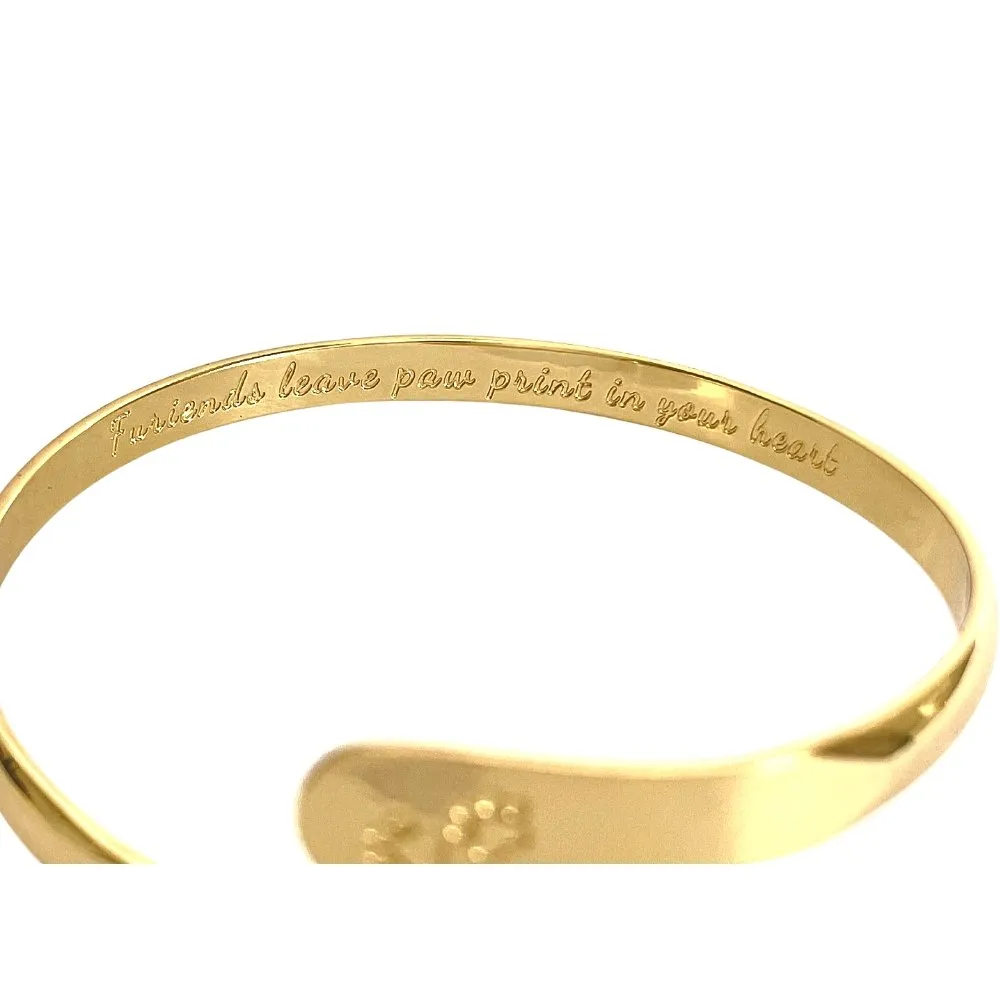 Gold Furry Friends Bracelets, Engraved  Furiends leave paw print in your heart- Paw Prints ( Furry Friends)