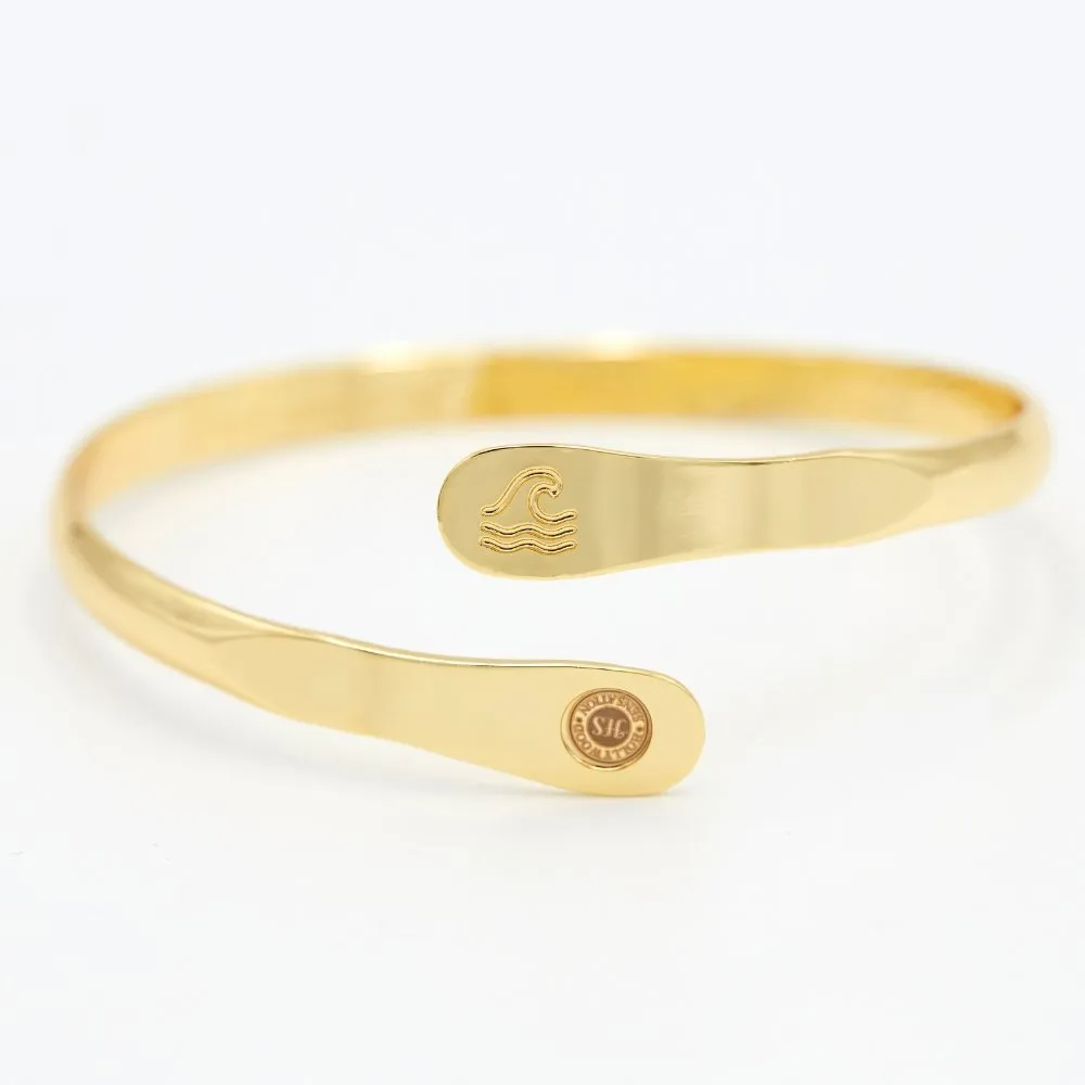 Gold Wave Bracelets, Surfers Bracelets, Ocean Bracelets,  Engraved Best wave of your life's out there Bracelets