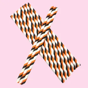 Halloween cake pop straw- 25 pack stripped orange/black/white