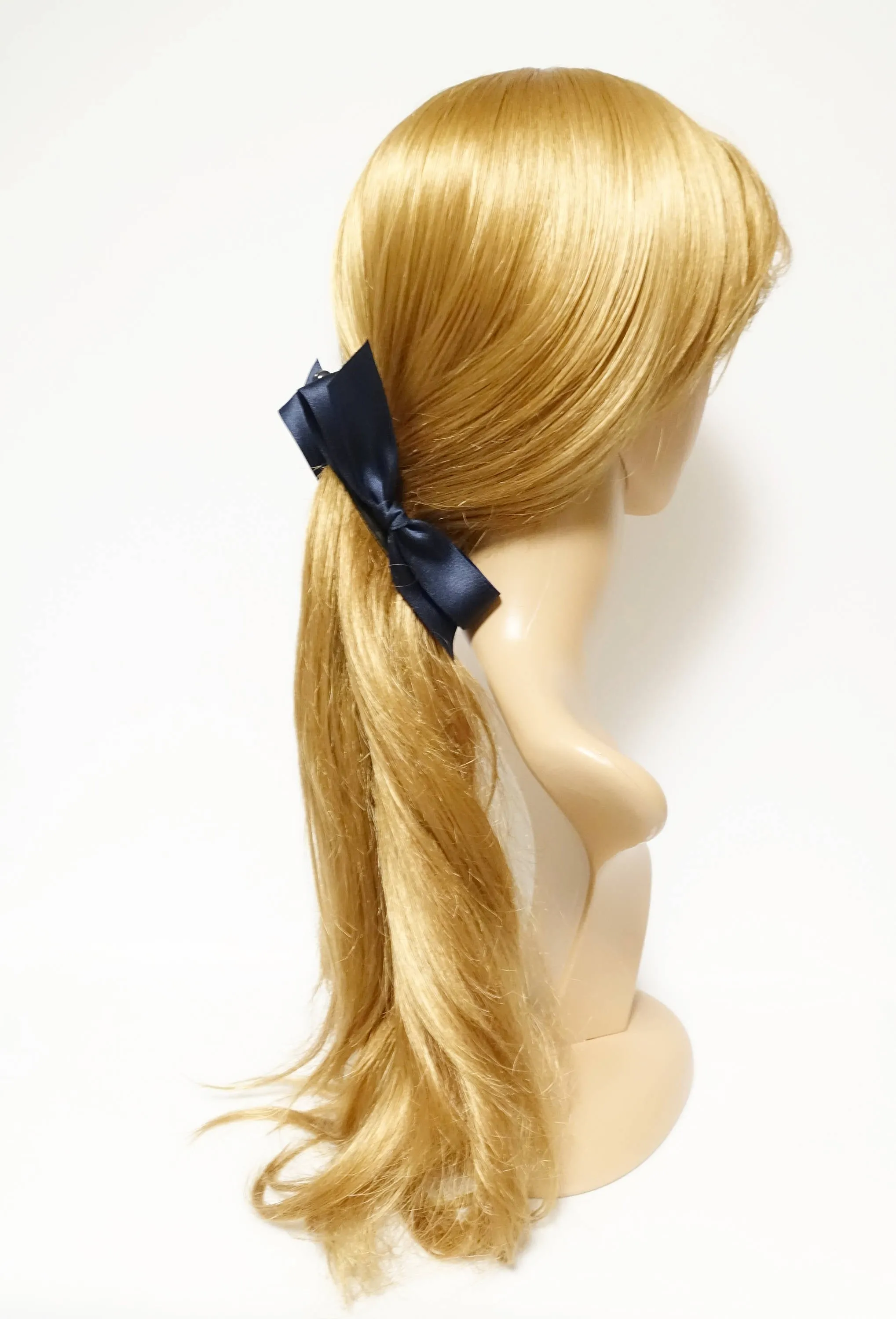 Handmade Glossy Satin Thin Bow  Banana Hair Clip Simple Bow Hair Accessory for Women