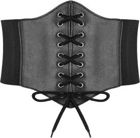 Hoerev Corsets Belt Tops Leather Vest Pirate Halloween Costume Lace Up Waist Belt Bustiers Corsets For Women