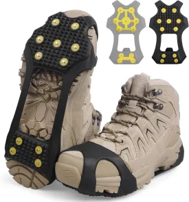 Ice Cleats Snow Traction Crampons for Shoes and Boots,11-Stud Ice Cleats Walking Traction Grips Anti-Slip Ice Snow Grippers Over Shoe for Women Men Walking on Snow and Ice
