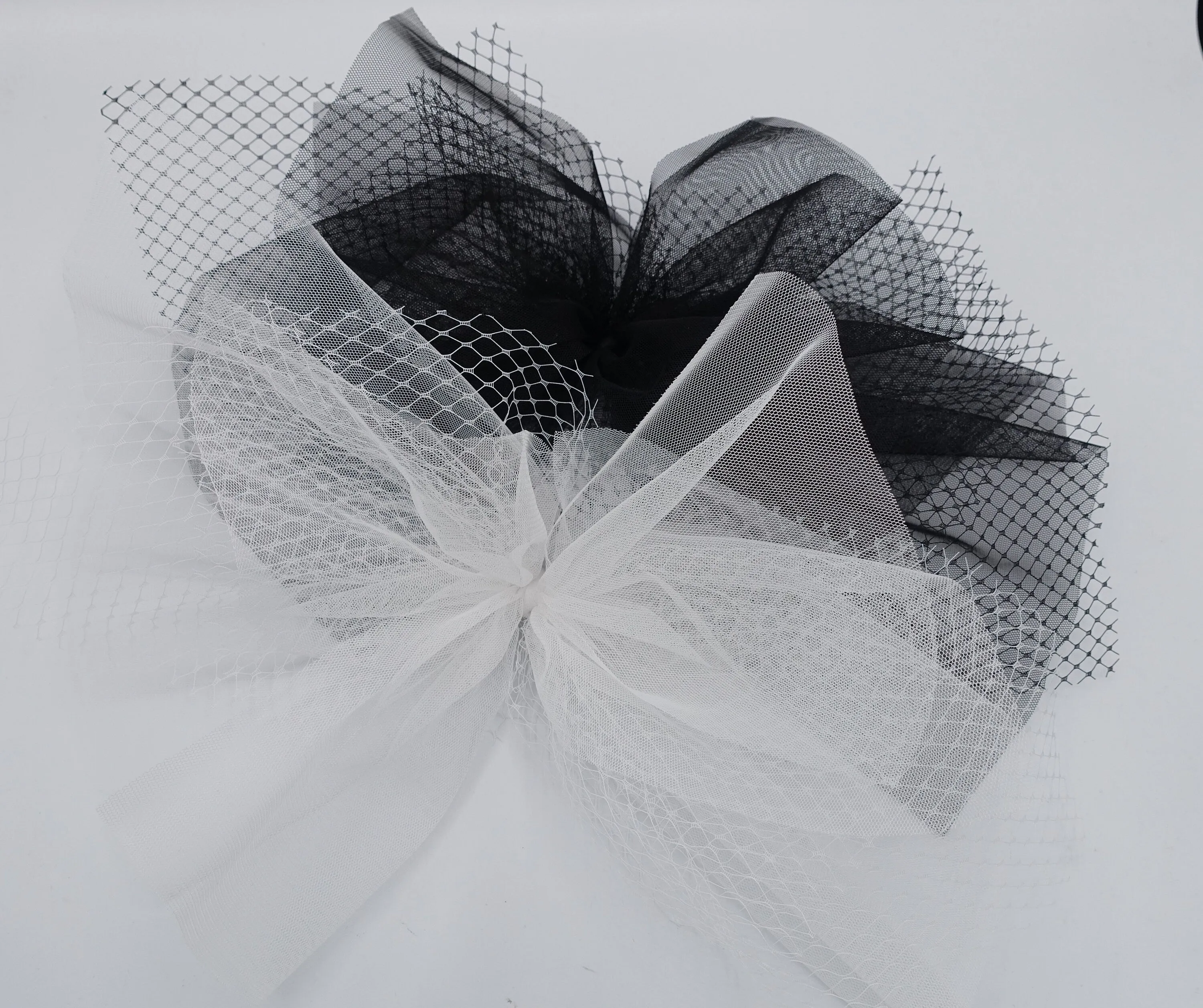 large tulle bow hair clip, mesh net cosplay bow clip, hair accessory for events