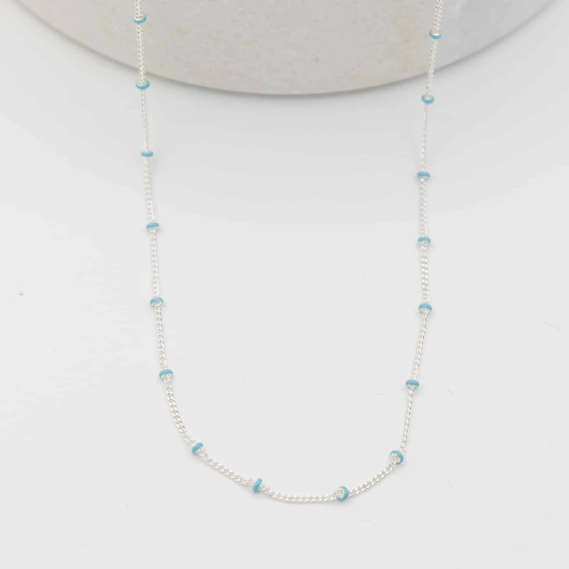 Layer Me Necklace - Silver with Paradise Blue