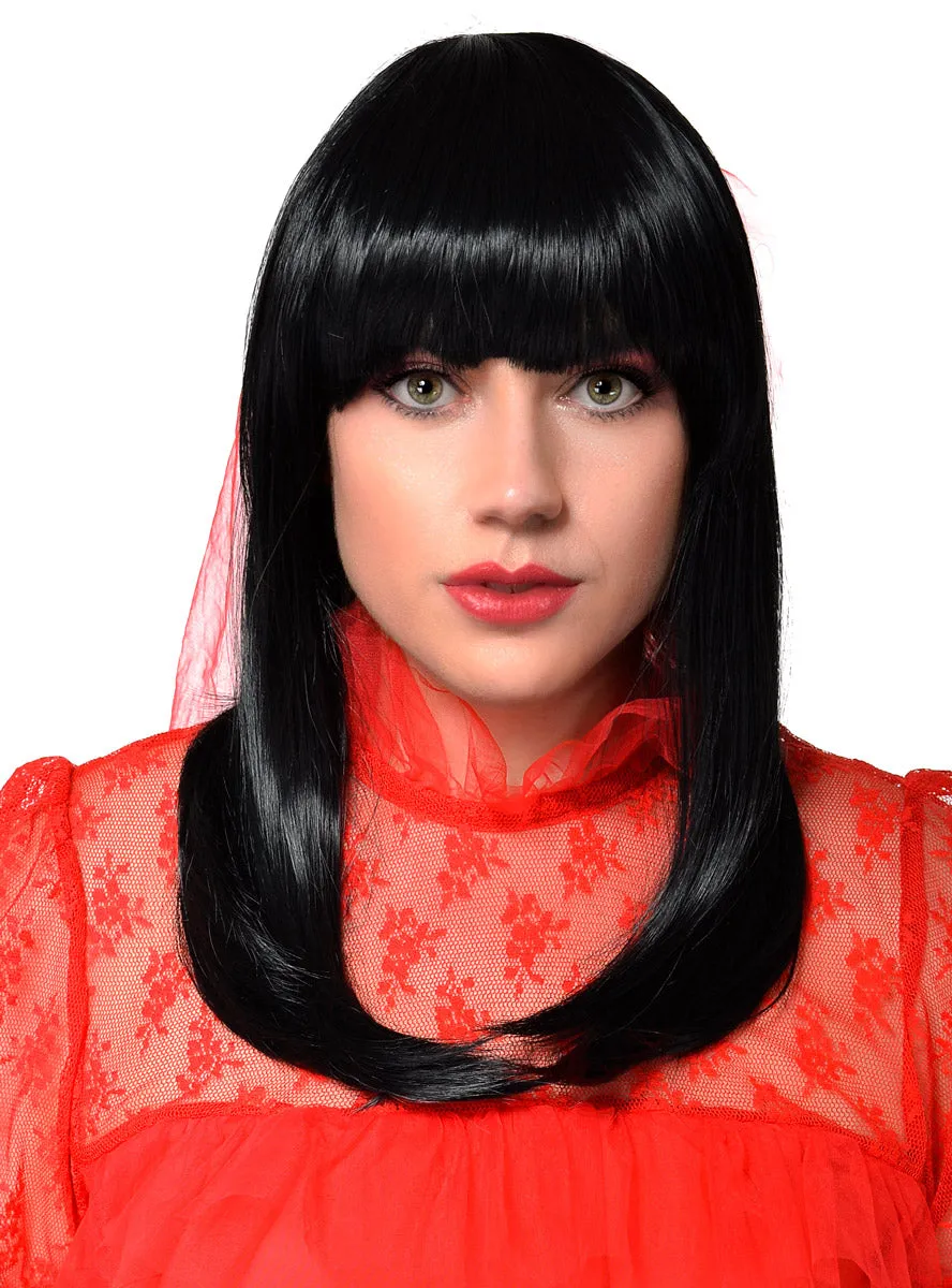 Lydia Womens Black Halloween Costume Wig